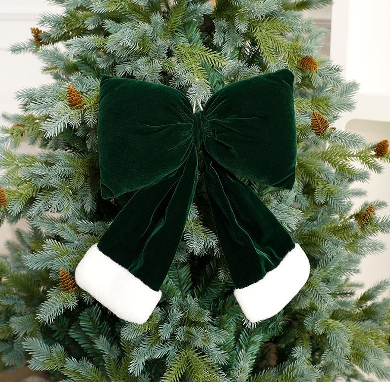 Large Red Velvet Christmas Bow Ornament for Tree or Window Display