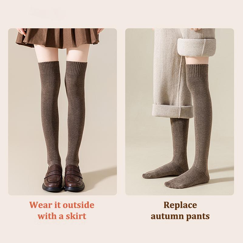Calcetines largos y cálidos de invierno para mujer, de tubo grueso y alto, por encima de la rodilla, hasta la rodilla, de rizo, de color liso, gruesos, hasta la pantorrilla