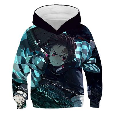 Весняна мода, дитяча толстовка з капюшоном Demon Slayer для хлопчиків, 3D-принт, мультфільм, повсякденний одяг з капюшоном і довгими рукавами, 4-14 років, новий стиль
