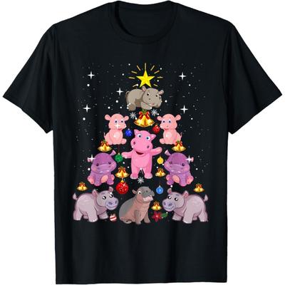 Hippo Fiona Christmas Tree Hippopotamus Christmas T-Shirt