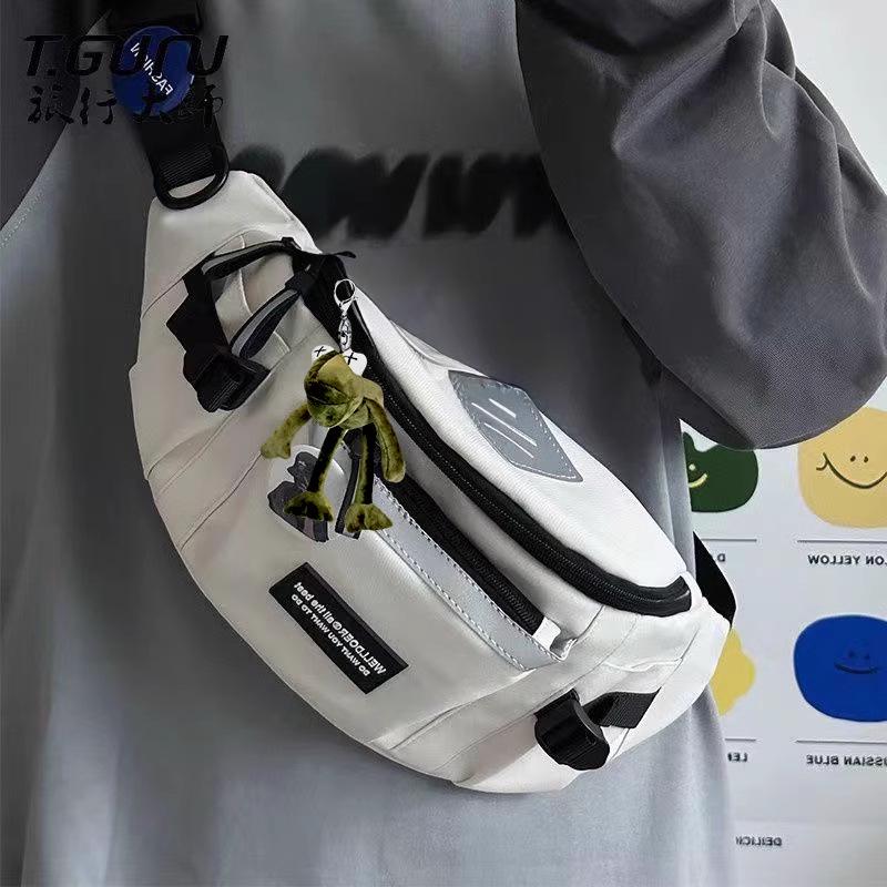 Japanese Workwear Style Messenger Bag: Versatile Men's Waist, Shoulder, & Chest Bag for Sport, Cycling & Casual Use