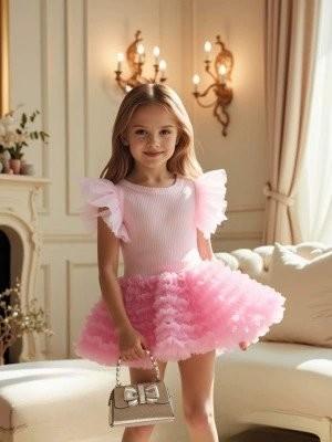 

Girls Princess Tulle Top & Tiered Cake Skirt Birthday Set 110 розовый
