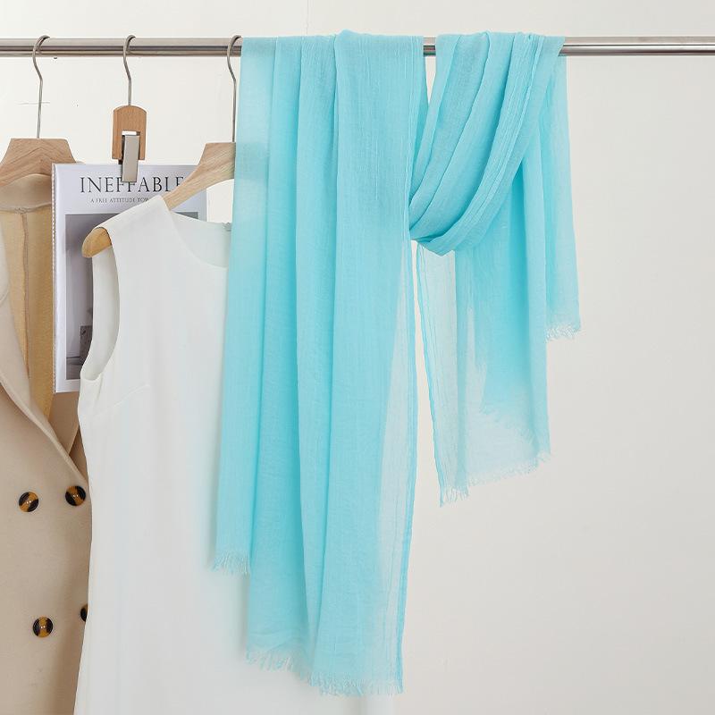 Monochrome Thin Scarf Women'S Sunscreen Shawl Solid Color Simple Imitation Cotton And Linen Silk Scarf High-End Yarn
