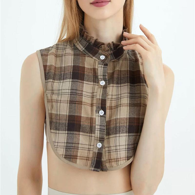 Perfect Match Womens Half-Shirt Dickey Collar Detachable Fake Collars Fashion Classic Plaid Fake Collar For Dresses Blouse Sweater