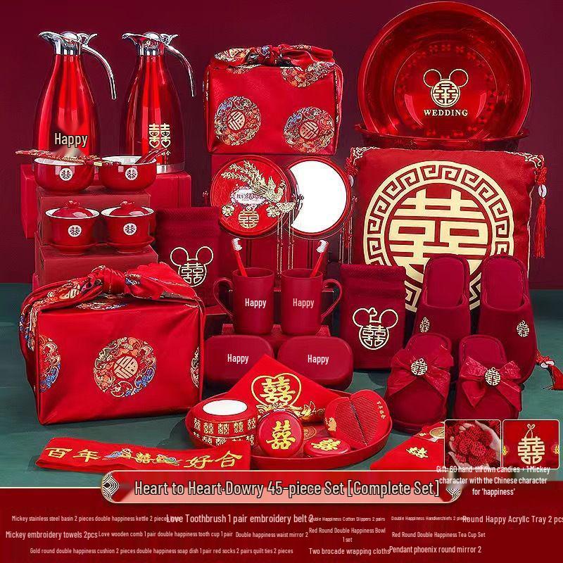 Luxurious Bridal Dowry Set: Practical Wedding Tea Ceremony Cups & Departure Treasure Pot