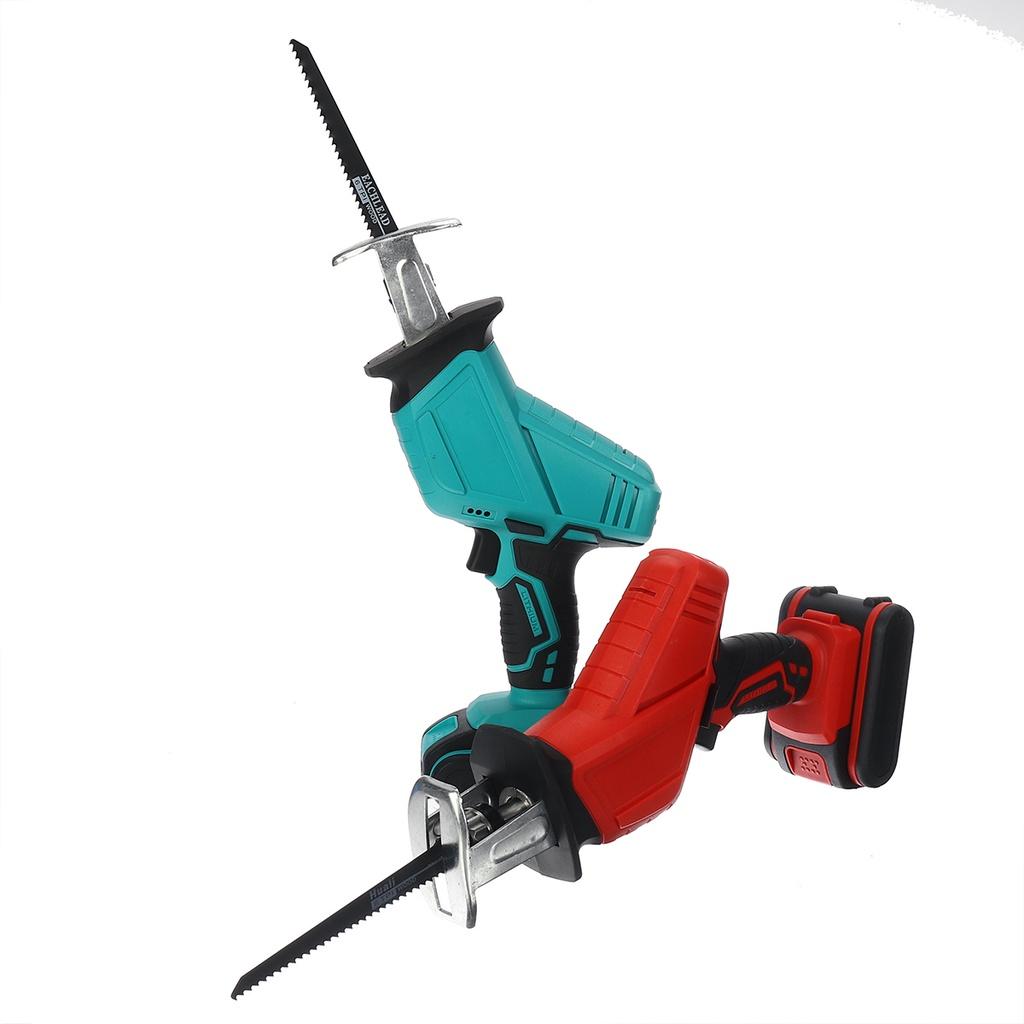 AC 110-240V Cordless Reciprocating Saw + 4 Saw Blades Adjustable Speed Chainsaw Wood Metal PVC Pipe Cutting with 1/2 Lithium Battery