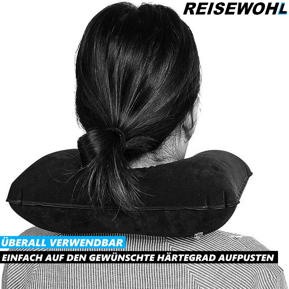REISEWOHL Reise Nackenkissen Reisekissen Nackenhörnchen Nackenrolle aufblasbar
