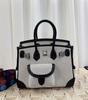 Borsa tascabile in tela platino 25cm color cuoio borsa a mano abbinamento colore senso premium grande capacità borsa a spalla crossbody tote da donna