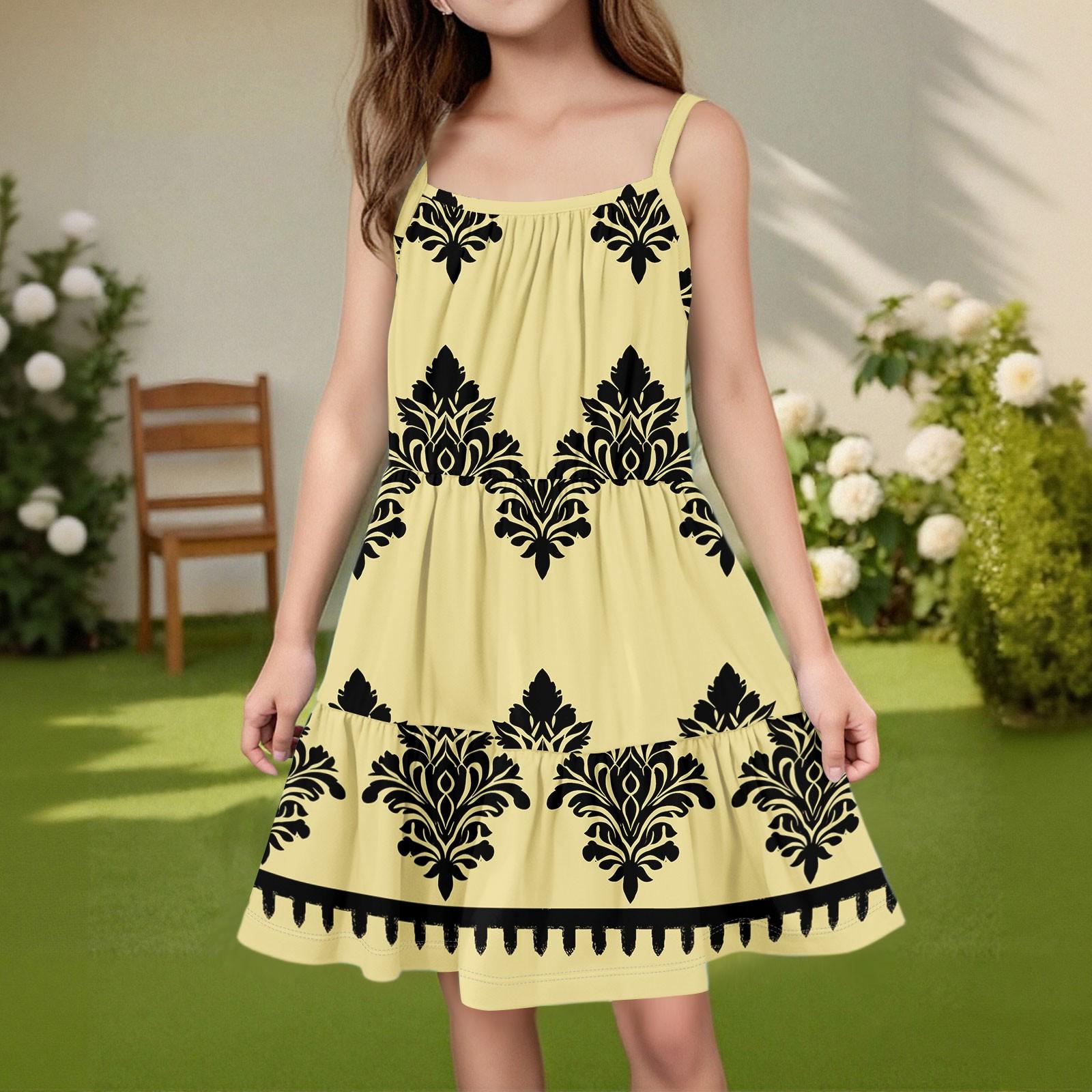 

Детское летнее повседневное модное платье без рукавов с круглым вырезом 160 жёлтый