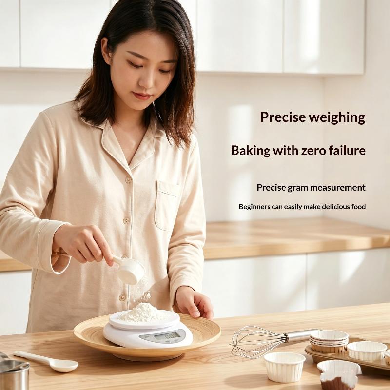 Digitale Küchenwaage Hohe Präzision 1g Max. Kapazität 5kg Kompakte Lebensmittelwaage für Wohnheim Kochen Backen