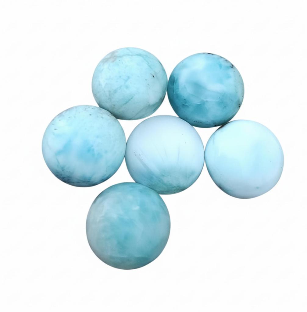 Natural Larimar Round Shape Gemstones - Flat Back Cabochons A Grade for Making Custom Jewelry