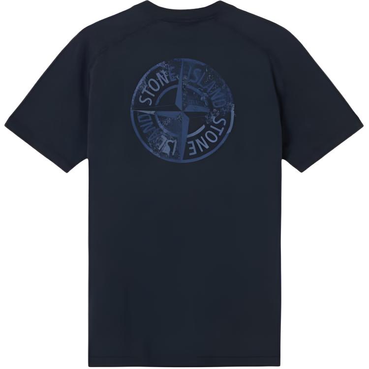 STONE ISLAND Ss25 Reflective Logo Round Neck Short Sleeve T-Shirt Men Tops Navy-Blue K1S1521000-20S0080-V0020