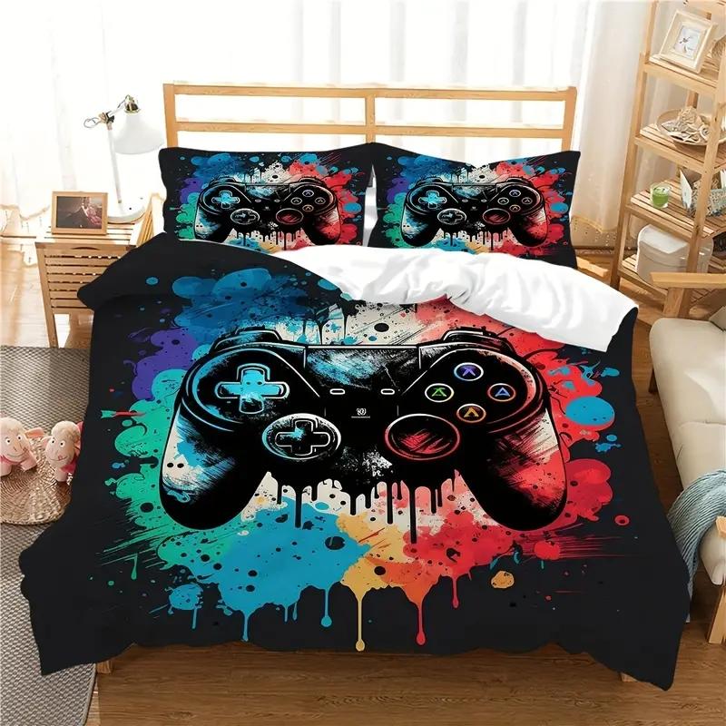 3D Gaming Bedding Set, Game Controller, Down Duvet and Pillowcase, Gamer's Quilt Cover DE135 * 200 Luxury Soft Home Textile