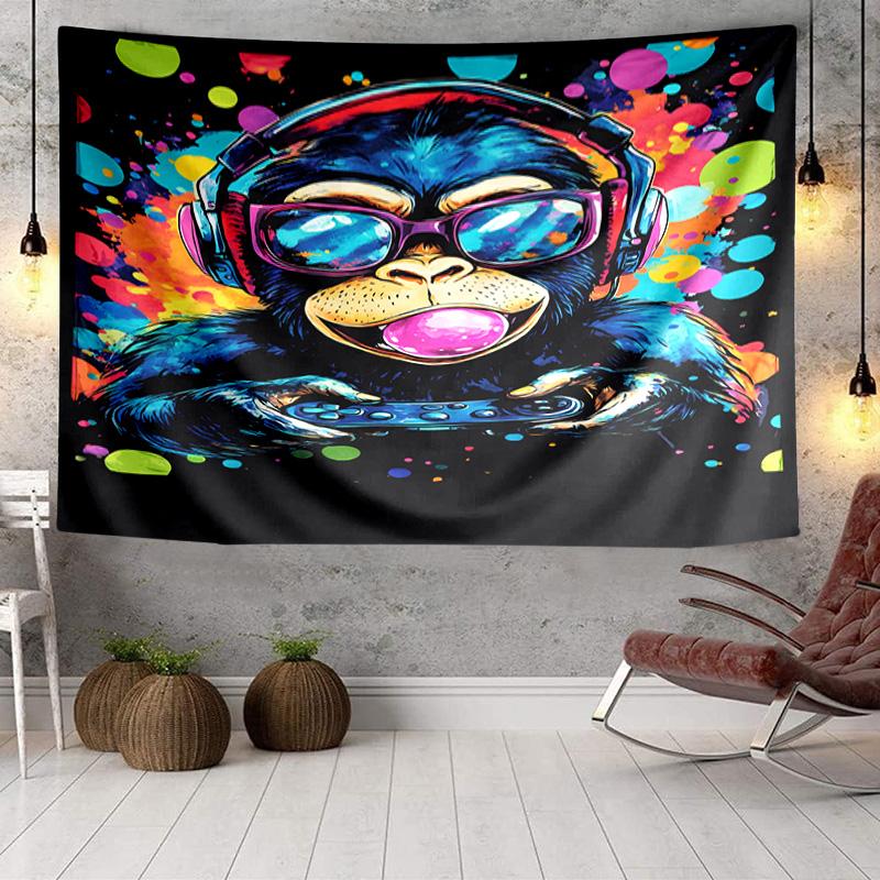 Tapisserie d'Aventure de Joueur Singe, Tapisserie au Design Unique, Décoration Murale pour Chambre à Coucher, Salon, Salle de Jeux, Cadeaux de Fête Chaleureux pour Fans