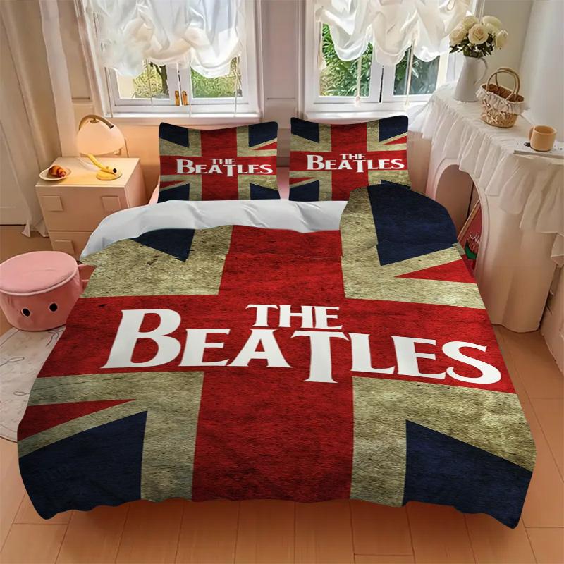 Beatles Flag Bedding 3 Piece Set HD Print Duvet Cover Pillowcases for Teens Adult Bedroom Decoration Christmas Gift