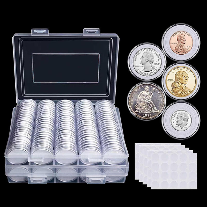 100Pcs/Set Collectible Coin Boxes Protective Coins Transparent Storage Capsules Round Coin Holder Organizer