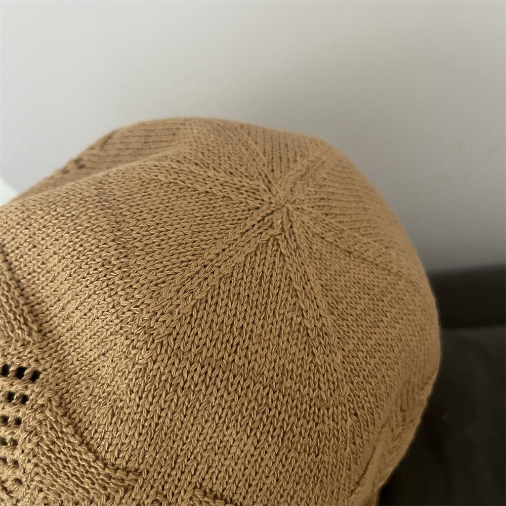Hollow Knitted Bucket Hat, Curled Edge Fashion Visor, Travel Versatile Washbasin Hat