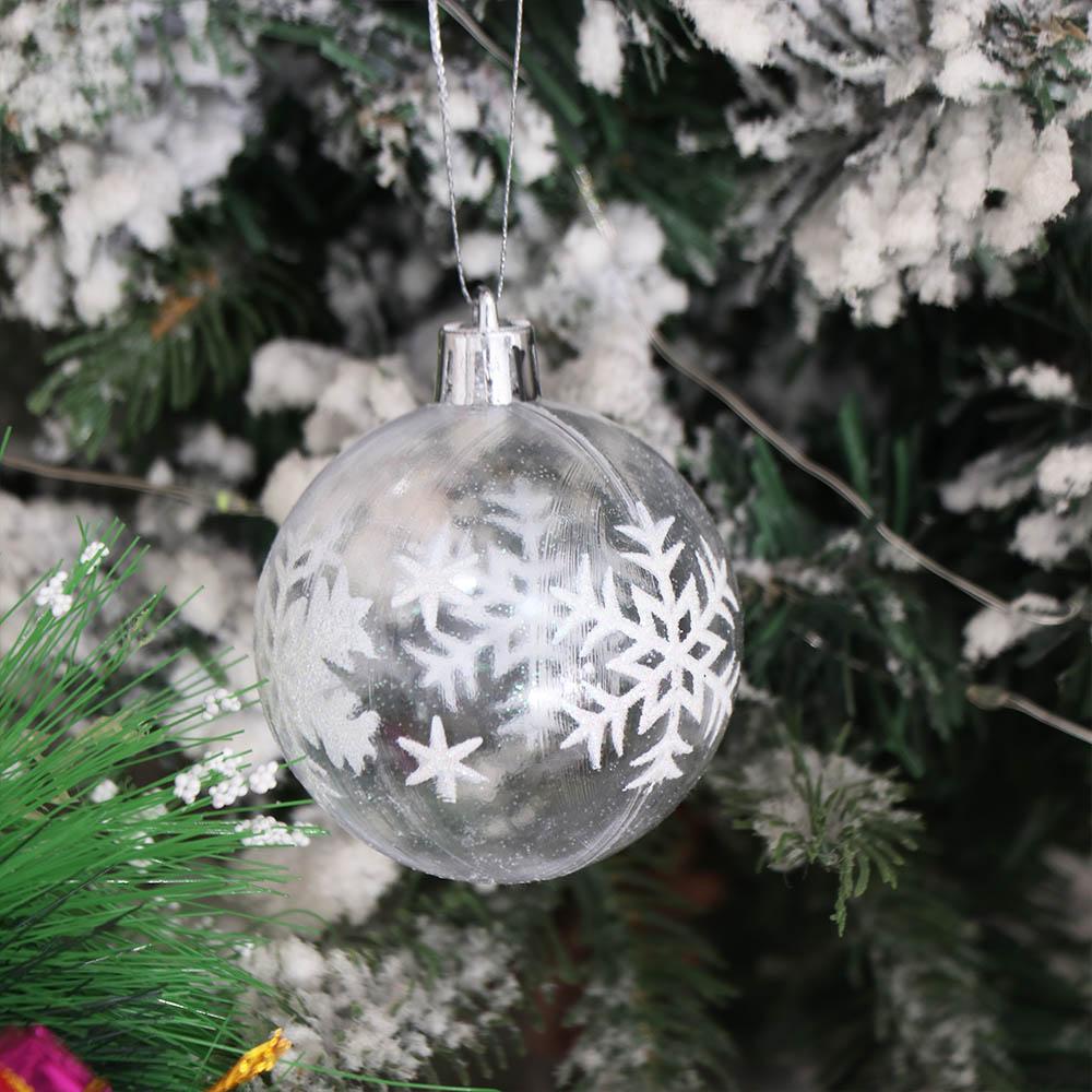 6pcs 6cm Christmas Ball Delicate White Painted Ball Christmas Tree Pendant  Office