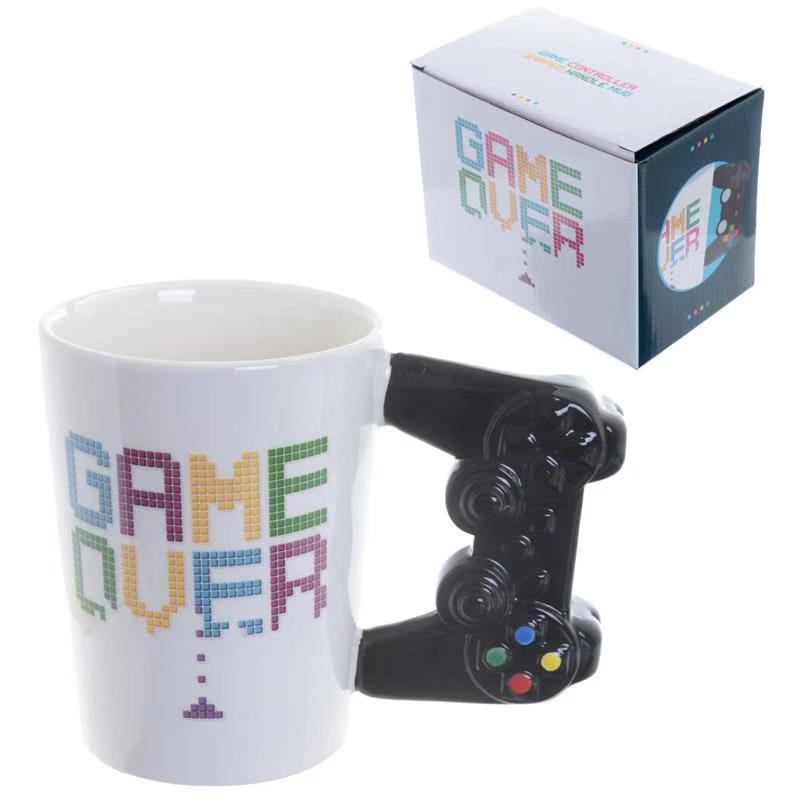 Creative Ceramic Mug with Game Controller Handle - GAME OVER Design 301-400ml