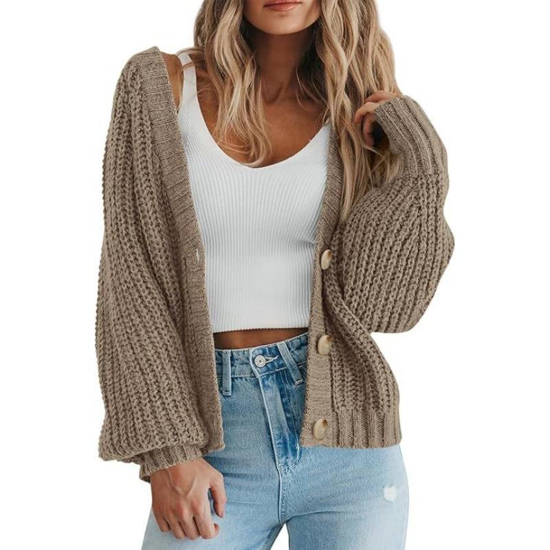Women S Thick Knit Open Front Cardigan Long Sleeve Button Loose Short Coat