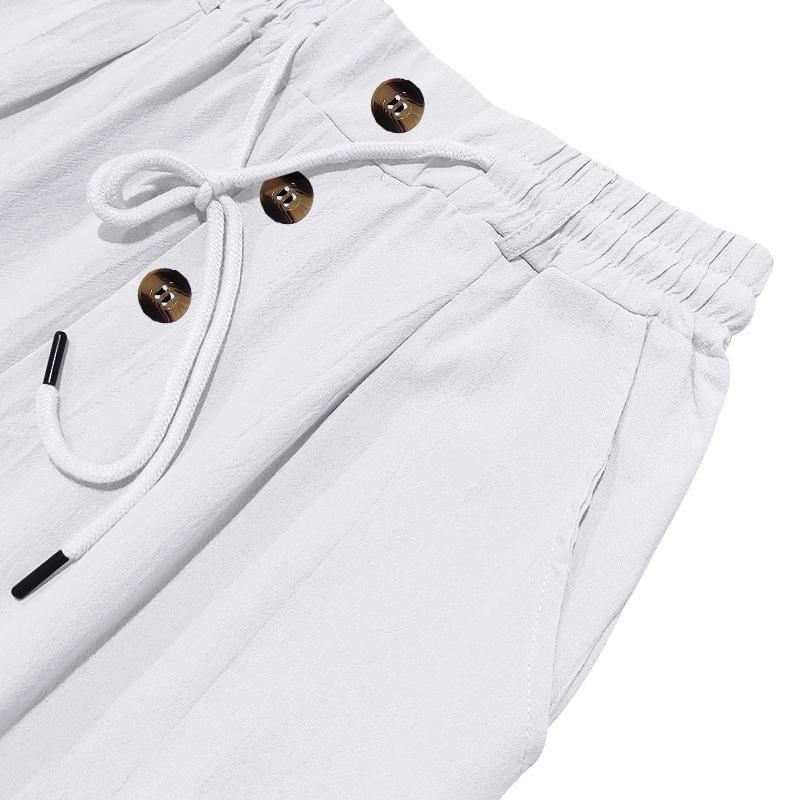 2026 Men's Casual Breathable Cotton Linen Trousers - Solid Color, Four Seasons Straight, Loose Fit Sweatpants