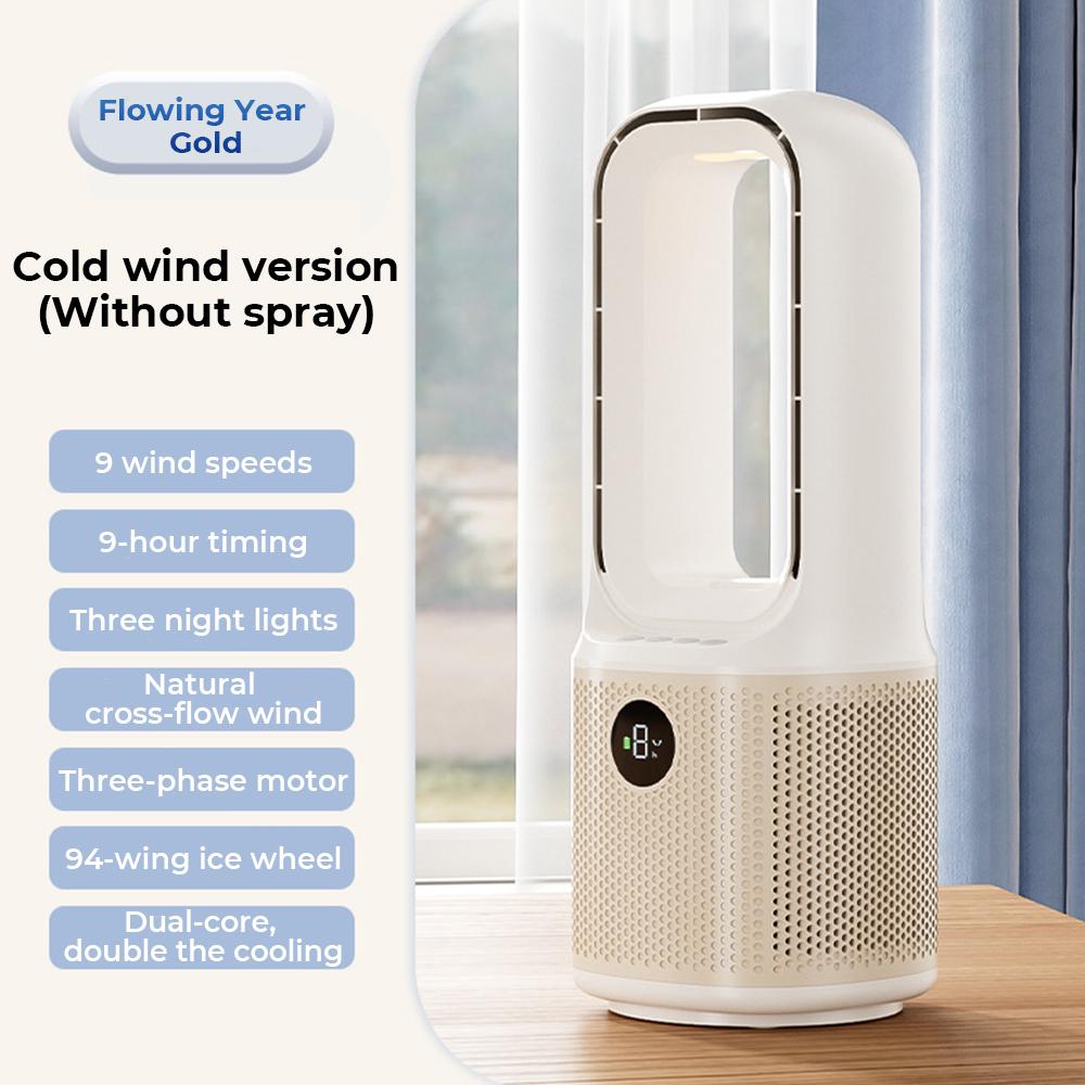 Bladeless Desk Fan 9 Speed Adjustment and Touch Control Portable Air Conditioner Cooling Fan Tower Air Cooler for Office Bedroom