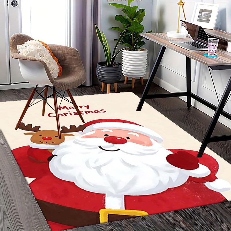 Christmas Santa Claus Reindeer Chair Mat - Anime Cartoon Design, Non-Slip Carpet for Office, Home Decor, Living Room, Bedroom, Game Room & Dormitory.R