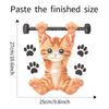 Fitness Kitten Toilet Seat Sticker Bathroom Decor Playful Removable Self-Adhesive Decal