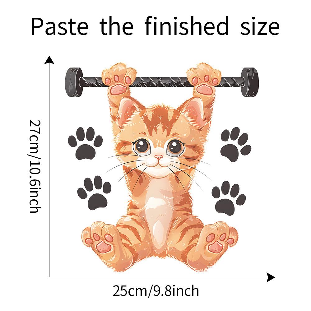 Fitness Kitten Toilet Seat Sticker Bathroom Decor Playful Removable Self-Adhesive Decal