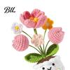 Never Fading Flower Positive Crochet Tulip Wildflower Thank You Gifts for Women Mom Friends Handmade Floral Keepsake Potted Doll with Card Emotional