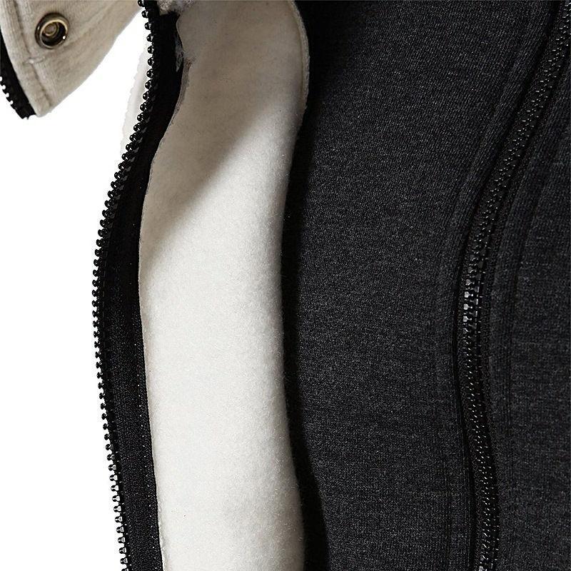 Men's Thickened Hoodies Double Zipper Assassin's Creed Autumn and Winter Slim Coat
