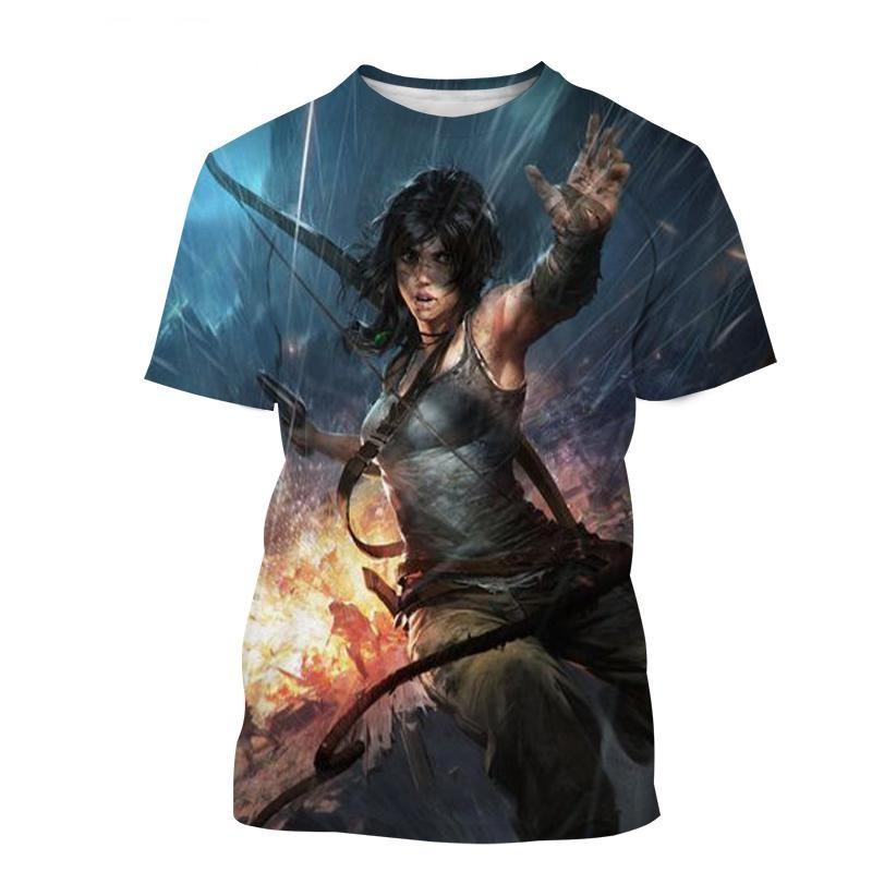 Nové nejprodávanější tričko Tomb Raider s 3D potiskem Tomb Raider Lara Personality Pánské Dámské Cool Street Style Dětské Krátký Rukáv