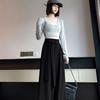 Vår dam Lösa Hög Midja Raka Vida Ben Byxor Dam Klassiska Raka Ben Kostymbyxor Elegant Stil Kontor