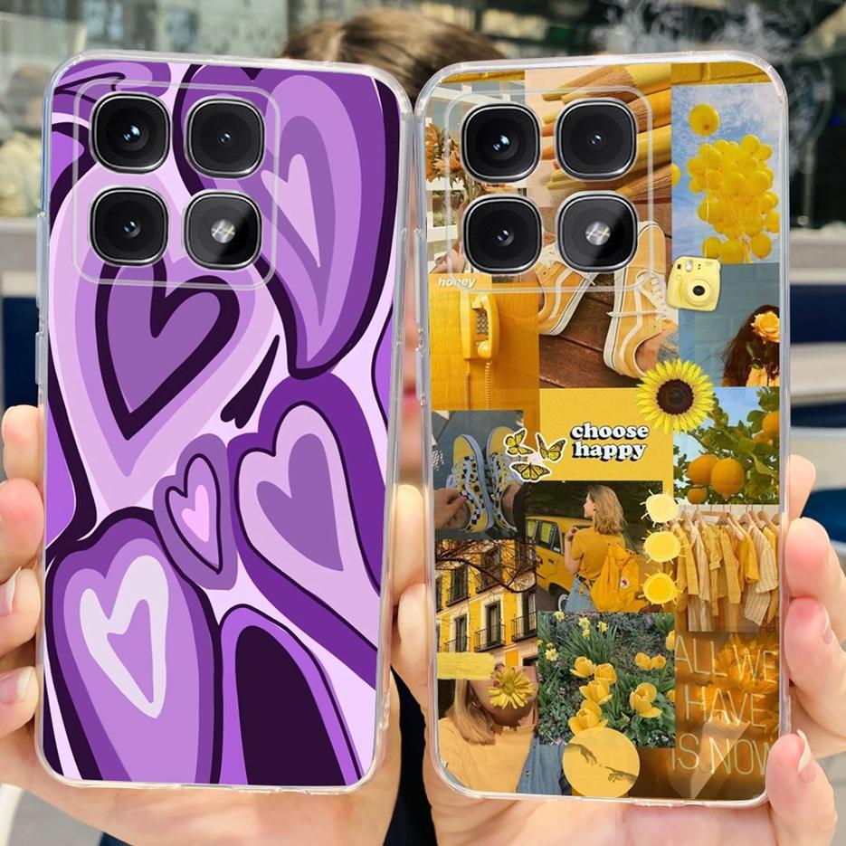 For Xiaomi 14T Pro Case Stylish Flowers Painted Cover 6.67'' Clear Silicone Phone Case For Xiaomi Mi 14T 14TPro Mi14T Soft Shell