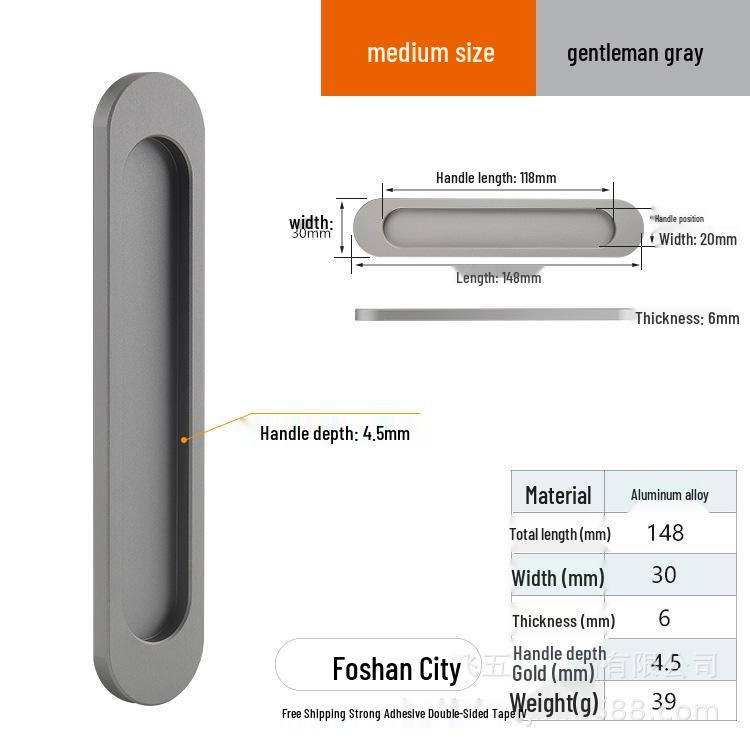 Self-Adhesive No-Drill Sliding Door Handle for Glass & Wardrobe