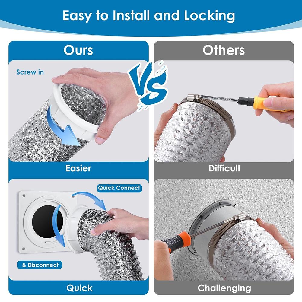 Quick Connector Dryer Vent Connector User Friendly Vent Kit Installation Kit Leak-free Design Residential Commercial Use