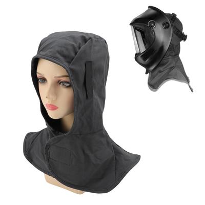 Capuche de soudure Coton ignifuge Housse de soudure avec protège-nuque et épaules Protection complète de la tête et du cou pour hommes Femmes Gris