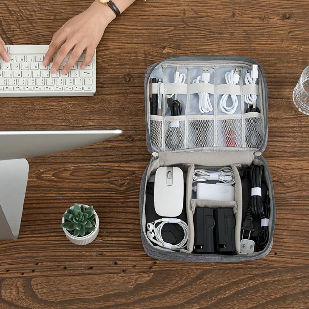 Power Bank Three Layers Waterproof Cable Bag Charger Plug Storage Storage Bag Electronic Organizer