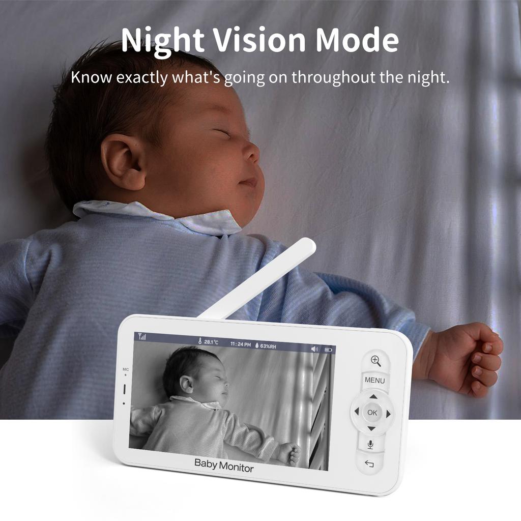 Wifi Baby Monitor Babyphone Video Baby Camera Bebe Nanny HD 5 Inch LCD Mobile Phone APP Control PTZ Lullabies for New Born