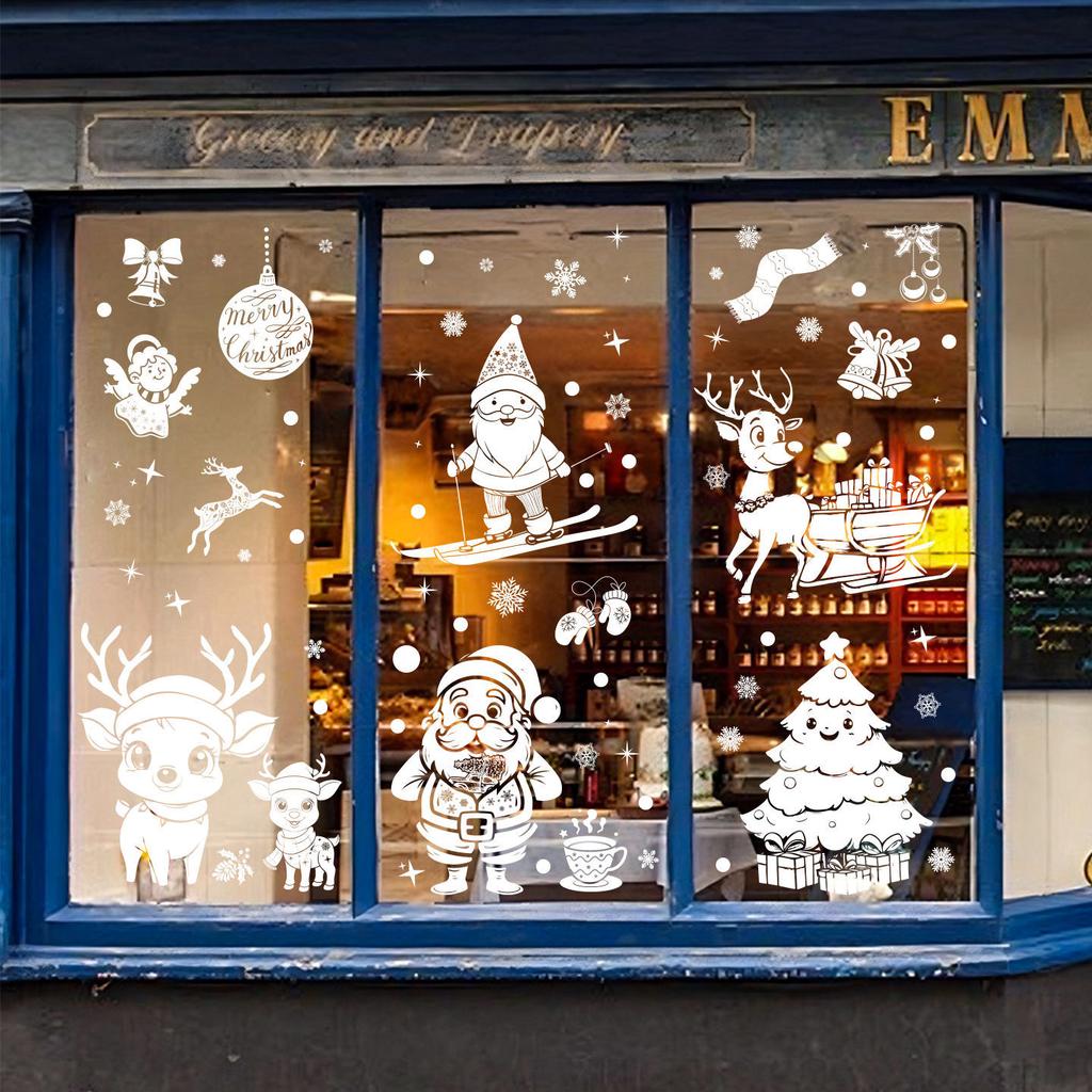Christmas Electrostatic Window Stickers White Christmas Hanging Balls Christmas Decorations Shopping Mall Window Glass Window Stickers