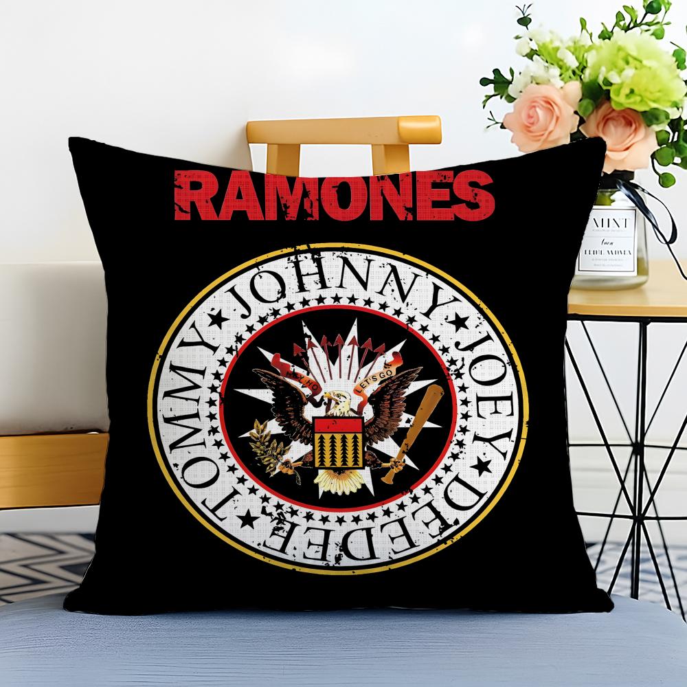 Band Punk R-Ramones Cushion Cover Washable Linen Pillowcase Soft For Sofa Bed Cozy Home Room Decor