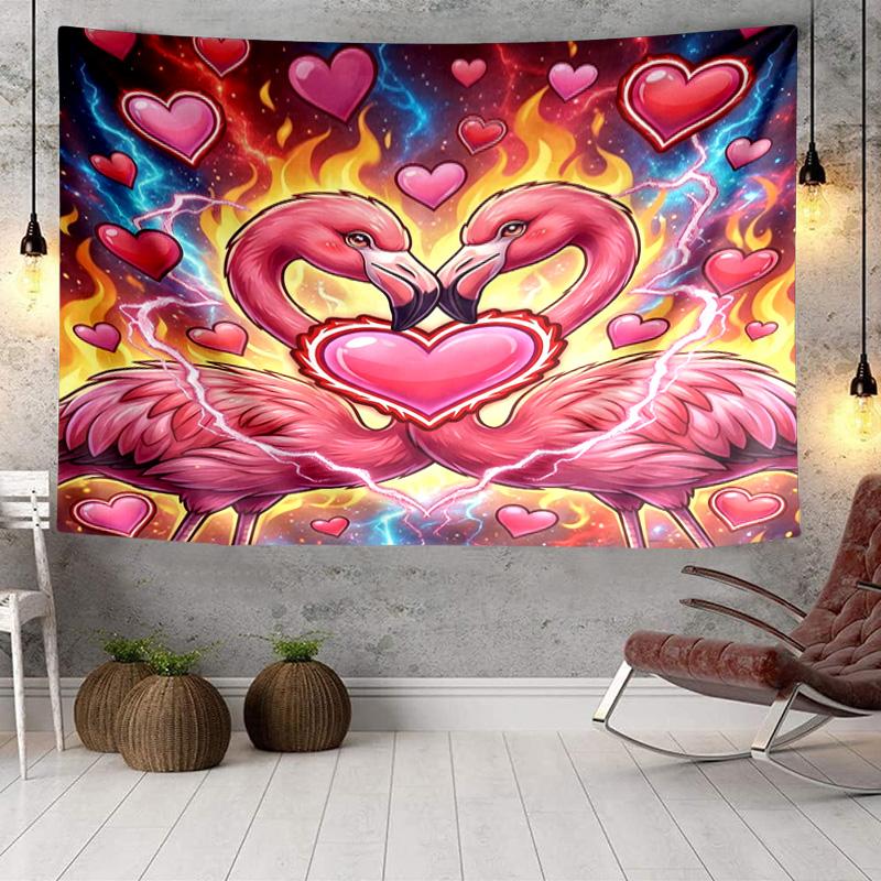 Love Birds In Heart Tapestry Room Decoration Wall Hanging for Living Room Bedroom, Dormitory, Birthday and Christmas Gifts