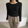 New Arrivals Open Run Women Slim FiT Color T shirT Crew Neck Long Sleeve
