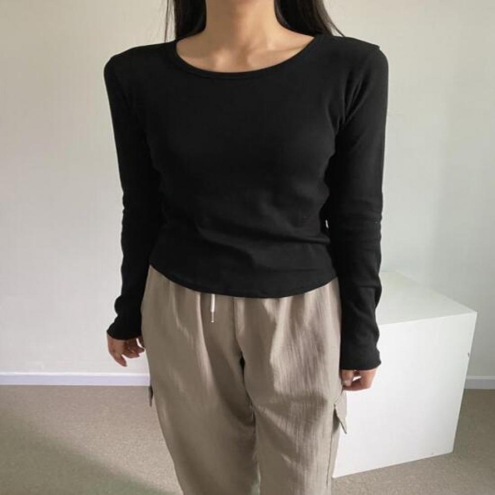 New Arrivals Open Run Women Slim FiT Color T shirT Crew Neck Long Sleeve