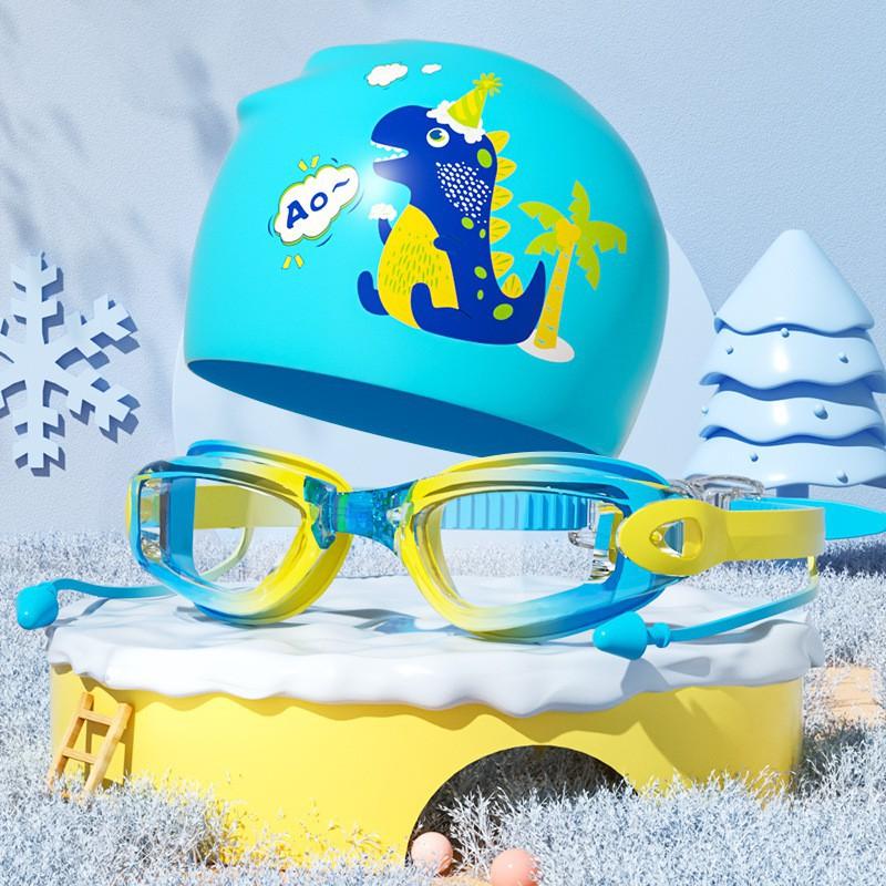 Children s Swimming Goggles Are Waterproof Anti-fog HD Professional Diving Glasses Boys Girls Cartoon Caps Eye Protection Equipment