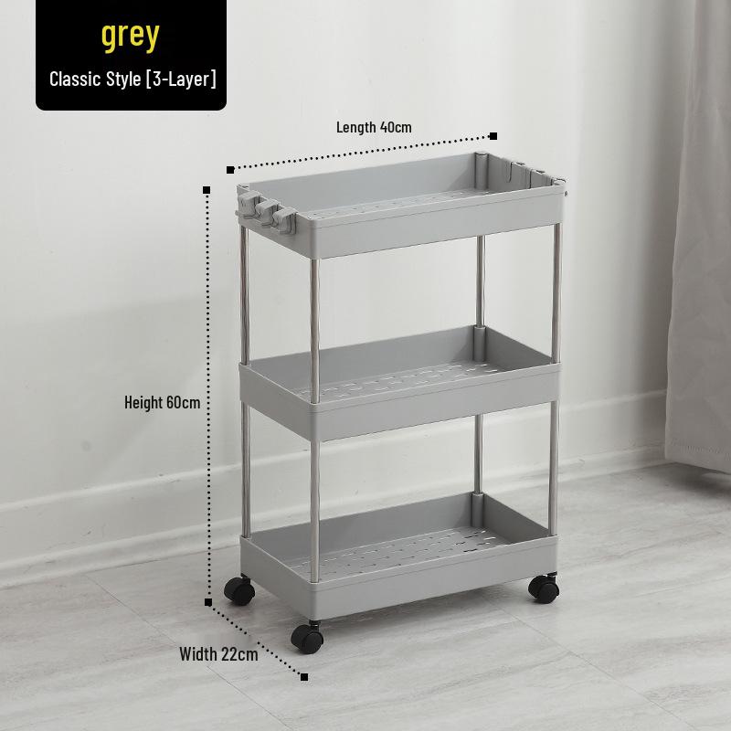 Bathroom & Kitchen Multi-layer Floor-standing Storage Trolley Shelf