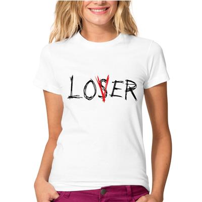 T-shirt a Maniche Corte Stampata da Donna Amante della Moda o Perdente Top con Design Fantastico da Donna