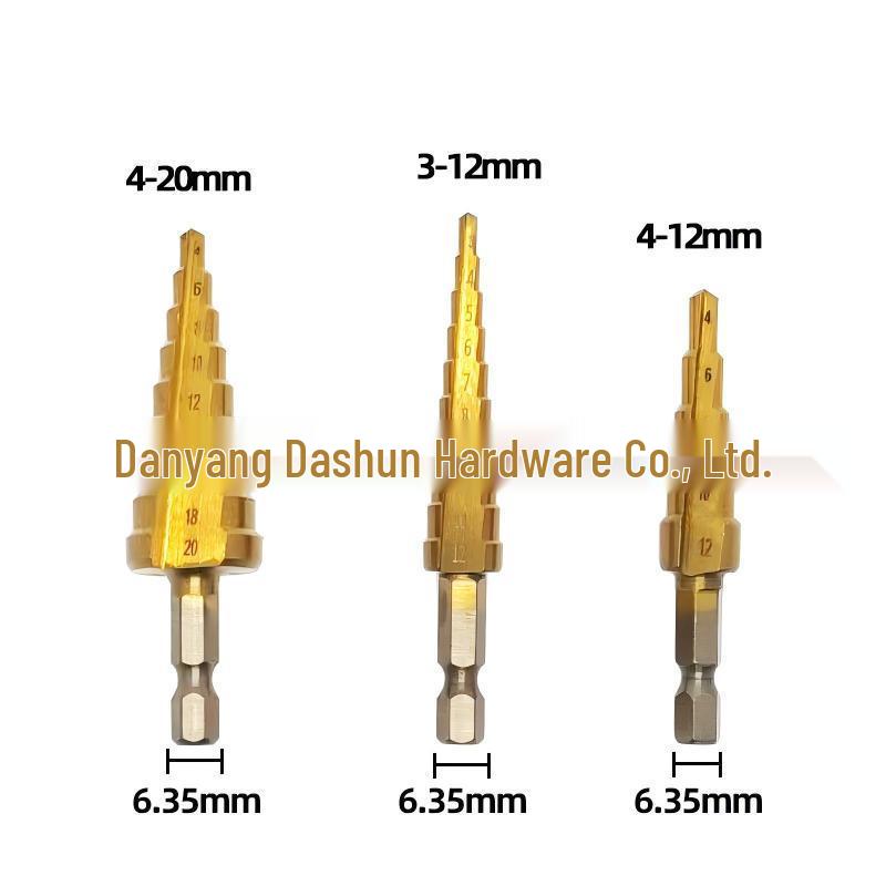 4241 HSS Titanium-Coated Hex Shank Step Drill Bit with Straight Flutes