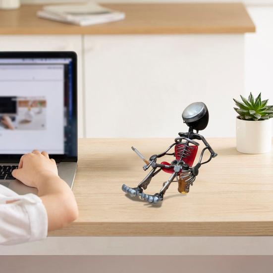 Metal Bulb Figure Figurine Sitting Bulb Head Man Ornament Mechanical