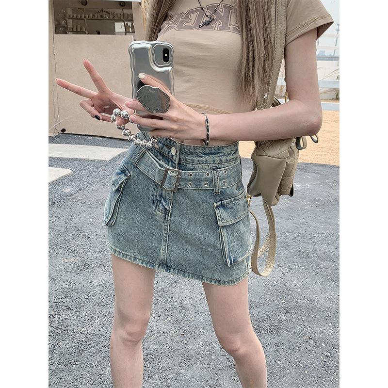 Plus Size Women s Retro High-Waisted A-Line Denim Skirt 5XL